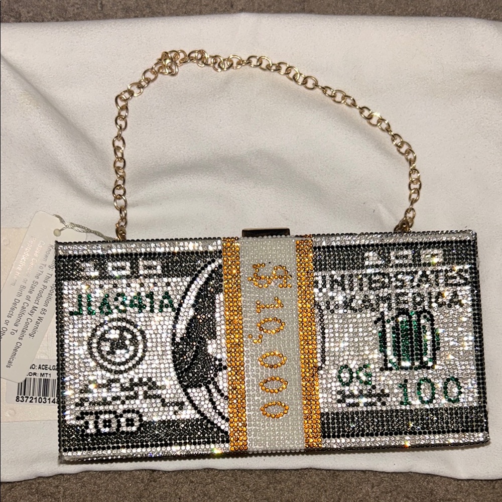 Crystal Embellished Money Clutch